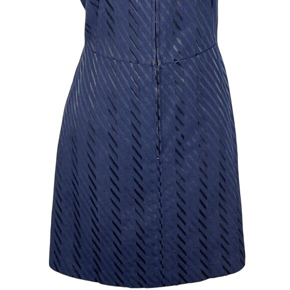 Theory Womens 8 Navy Textured Zip Front Sheath Dress Cap Sleeve Career Wear - Picture 8 of 16